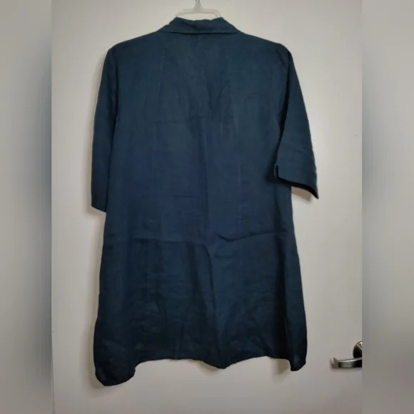 Stella Carakasi (Size S) Navy Blue 100% Hemp Button Down Front Tiburon Tunic Top - Picture 9 of 15